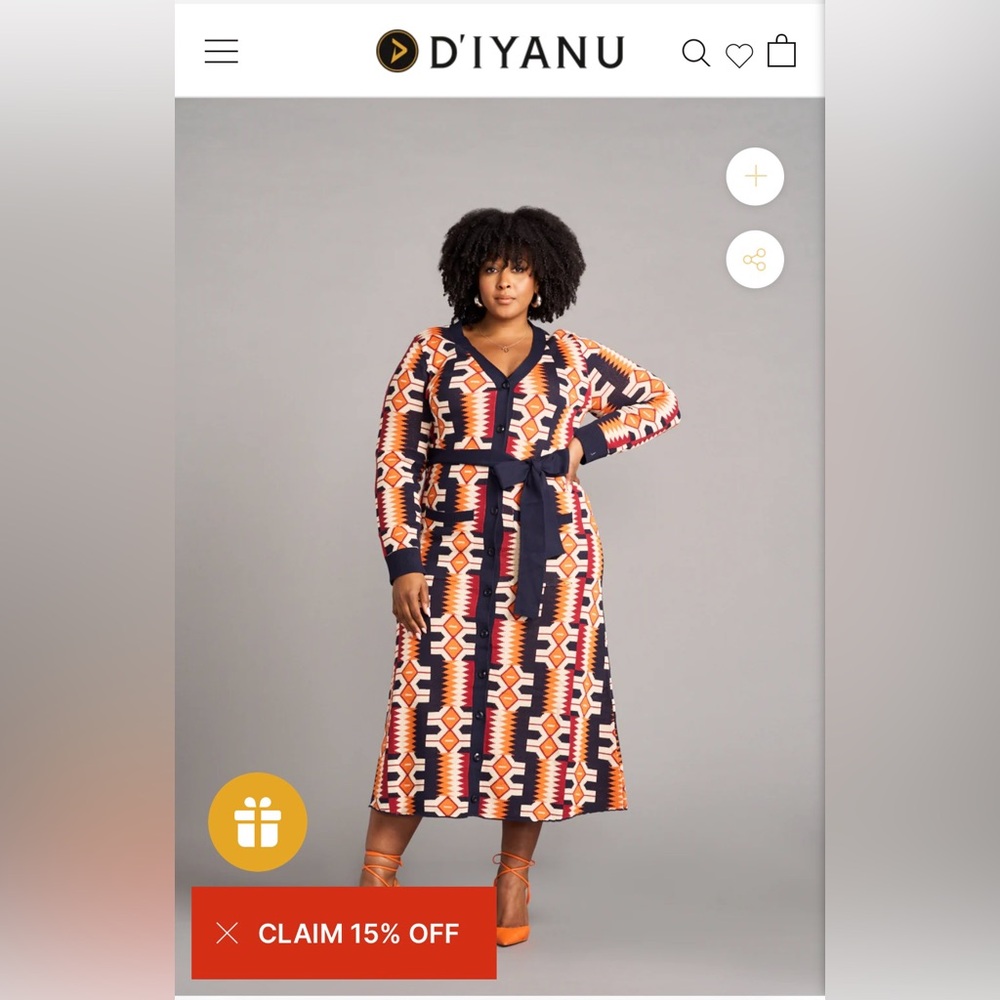 NWT- Aisha Women's African Print Cardigan (Cream Orange Kente)